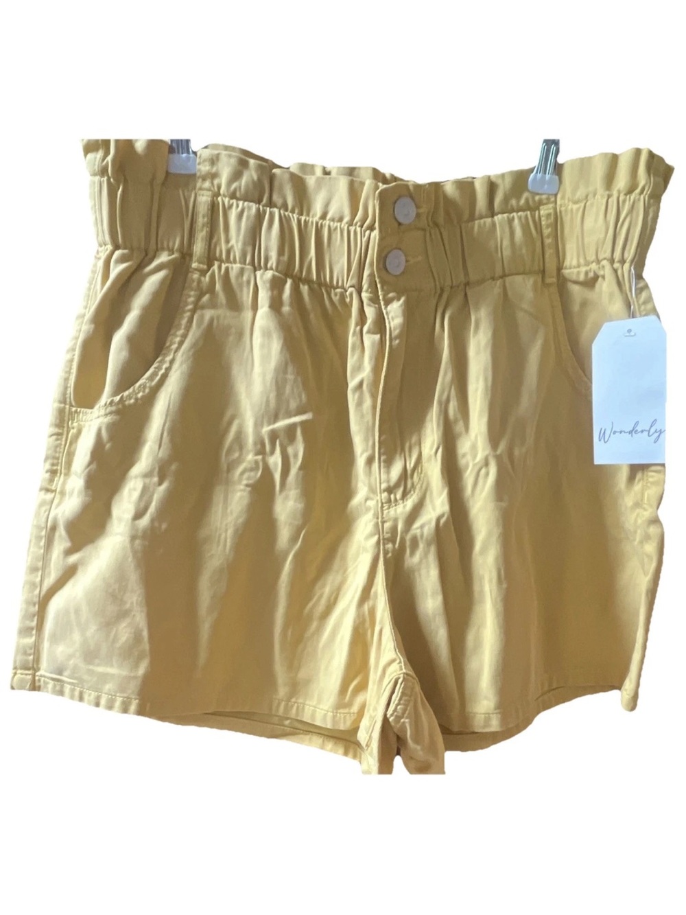 Wonderly Yellow Paperbag High-Waist Shorts